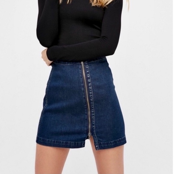 Free People Dresses & Skirts - Free People Zipper Denim Multi Way Mini Skirt
